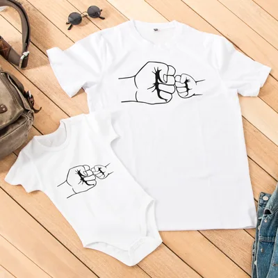 Dad and Baby Matching Brofist Shirt Set