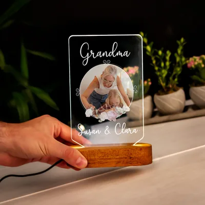 Gift for Grandma 3D LED Lamp with Photo and Name