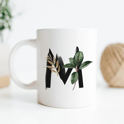 Personalized Initial Printed Porcelain Mug